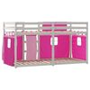 vidaXL Stapelbed met gordijnen 90x200 cm grenenhout roze