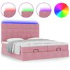 vidaXL Ottoman bed met matrassen en LED's 200x200cm fluweel roze