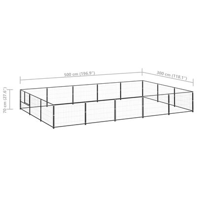 vidaXL Hondenkennel 15 m² staal zwart