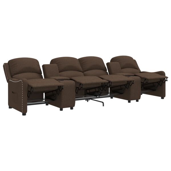 vidaXL Fauteuil 4-zits verstelbaar met bekerhouders stof bruin