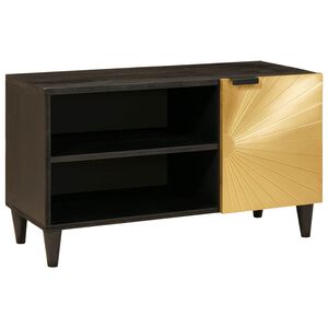 vidaXL TV-kast Zwart en Goud 80 x 33 x 46 cm Bewerkt hout