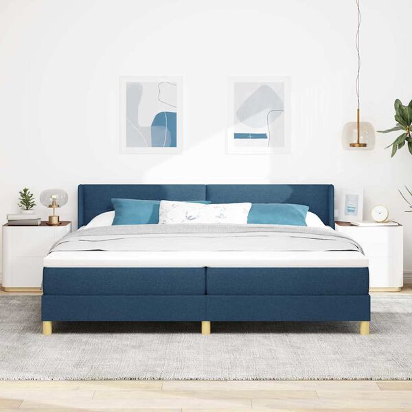 vidaXL Boxspringbed met matras met hoofdeinde Blauw 200 x 200 cm Stof