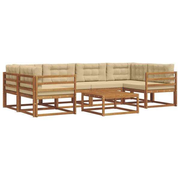 vidaXL Buiten bankenset met kussen 7 pcs Natuurlijk en Beige