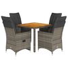 vidaXL 5-delige Tuinset met kussens poly rattan grijs