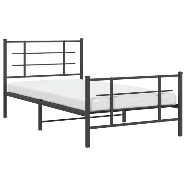 vidaXL Bedframe met hoofd- en voeteneinde metaal zwart 100x200 cm