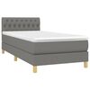 vidaXL Boxspring met matras en LED stof donkergrijs 90x200 cm