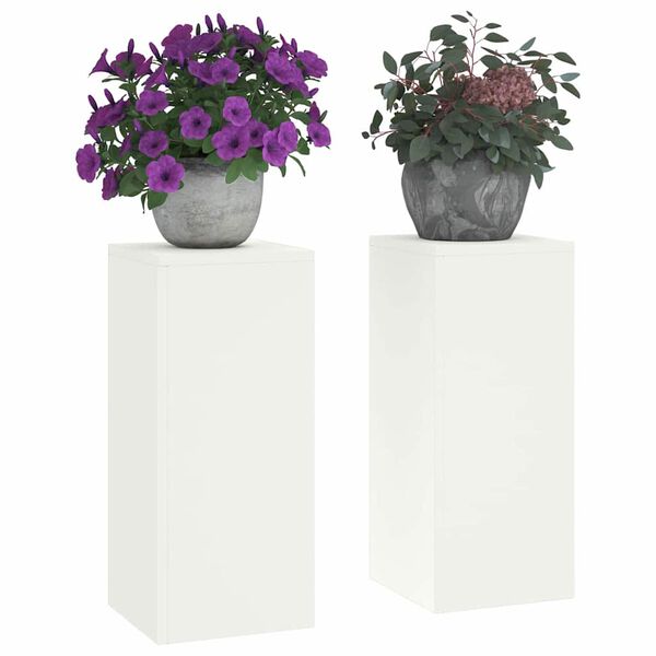 vidaXL Plantenstandaard 2 pcs Wit 24 x 24 x 55 cm Staal