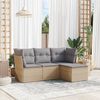 vidaXL 4-delige Loungeset met kussens poly rattan beige