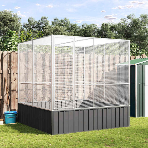 vidaXL Voli&egrave;re 211x207x212 cm staal zilverkleurig