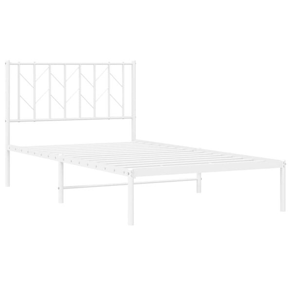 vidaXL Bedframe met hoofdbord metaal wit 100x200 cm