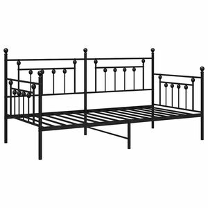 vidaXL Bedframe voor een daybed met hoofdeinde Zwart 90 x 190 cm Staal