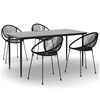 vidaXL 5-delige Tuinset PVC-rattan zwart