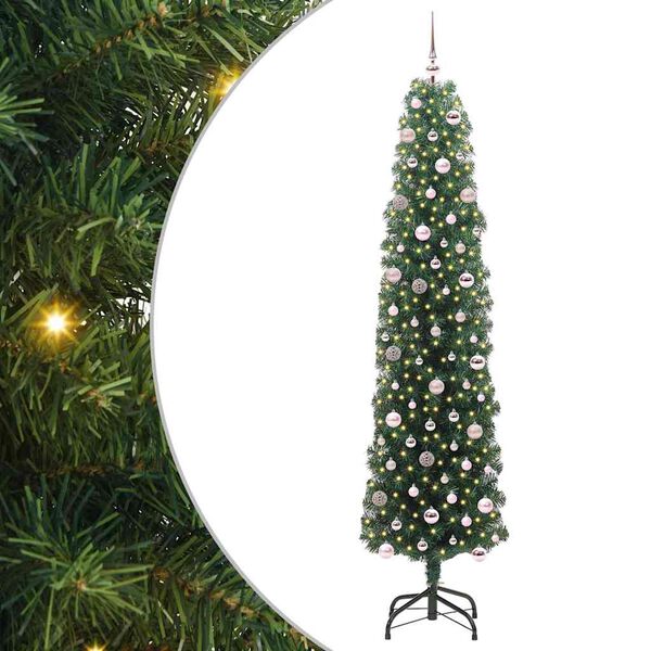 vidaXL Kunstkerstboom Groen 240 cm PVC en Staal en Kunststof