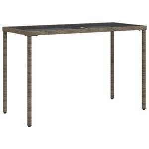 vidaXL Tuintafel met glazen blad 115x54x74 cm poly rattan grijs