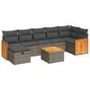 vidaXL 8-delige Loungeset met kussens poly rattan grijs