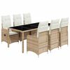vidaXL 7-delige Bistroset met kussens poly rattan beige