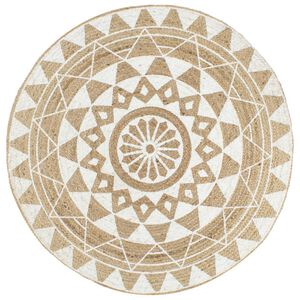 vidaXL Vloerkleed handgemaakt met witte print 90 cm jute