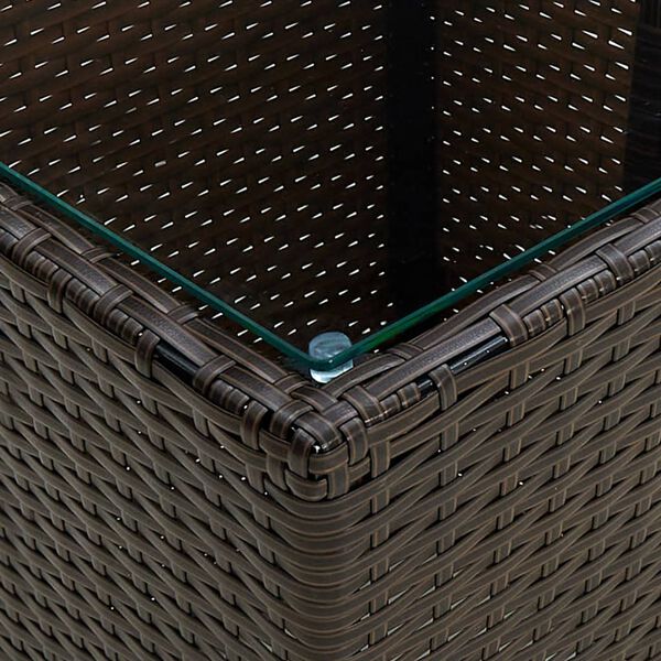 vidaXL Salontafel 41,5x41,5x44 cm poly rattan en gehard glas bruin
