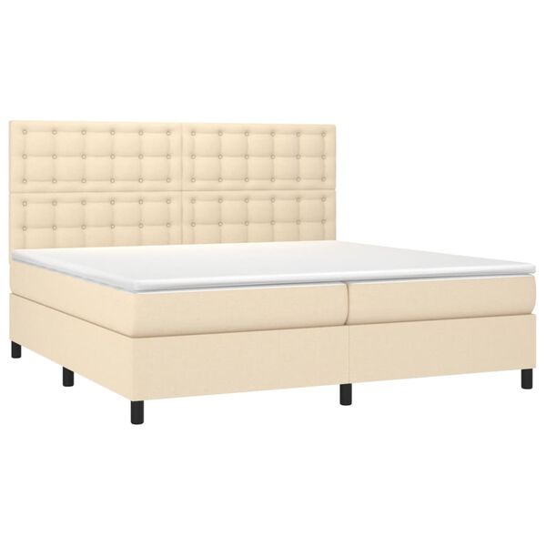 vidaXL Boxspring met matras en LED stof cr&egrave;mekleurig 200x200 cm