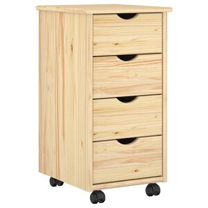 vidaXL Rolling Kast 34 x 39 x 65,5 cm Massief Vurenhout Bruin