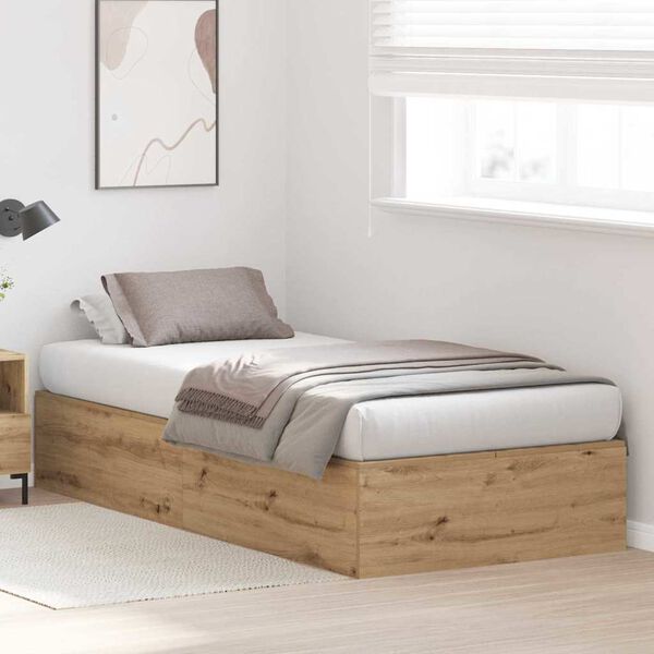 vidaXL Opbergbedframe Artisan Eiken 90 x 190 cm Bewerkt hout