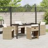 vidaXL Tuin eettafelset met kussen 5 pcs Beige poly rattan