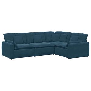 vidaXL Modulaire bank met kussens fluweel blauw