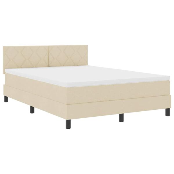vidaXL Boxspringbed met matras met hoofdeinde Cr&egrave;me 160 x 200 cm Stof