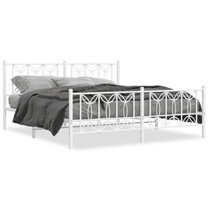 vidaXL Bedframe met hoofd- en voeteneinde metaal wit 180x200 cm