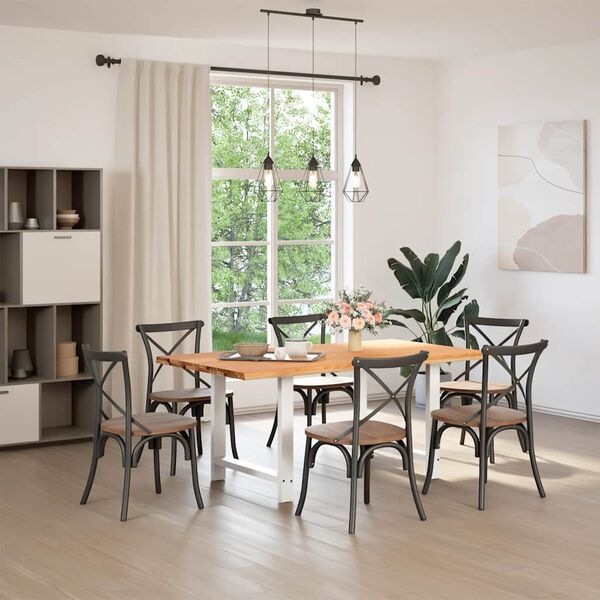vidaXL Eettafel met natuurlijke rand massief eikenhout rechthoekig