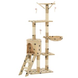 vidaXL Kattenkrabpaal met sisal krabpalen 138 cm pootafdrukken beige