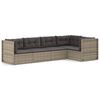 vidaXL 5-delige Loungeset met kussens poly rattan grijs