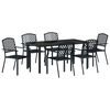 vidaXL Tuin eettafelset 7 pcs Antraciet Gepoedercoat staal