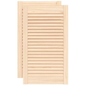 vidaXL Kastdeuren met lamellen 2 st 69x39,4 cm massief grenenhout