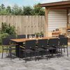 vidaXL Tuin eettafelset 11 pcs Zwart poly rattan