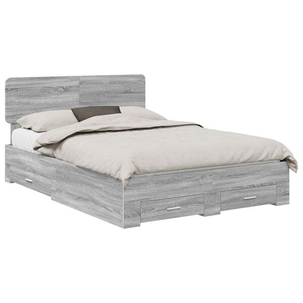 vidaXL Bedframe met hoofdeinde Grijs Sonoma 160 x 200 cm Bewerkt hout