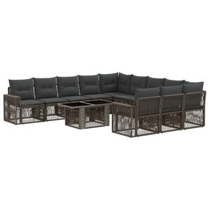 vidaXL Tuinbankenset 12 st Grijs en Donkergrijs poly rattan