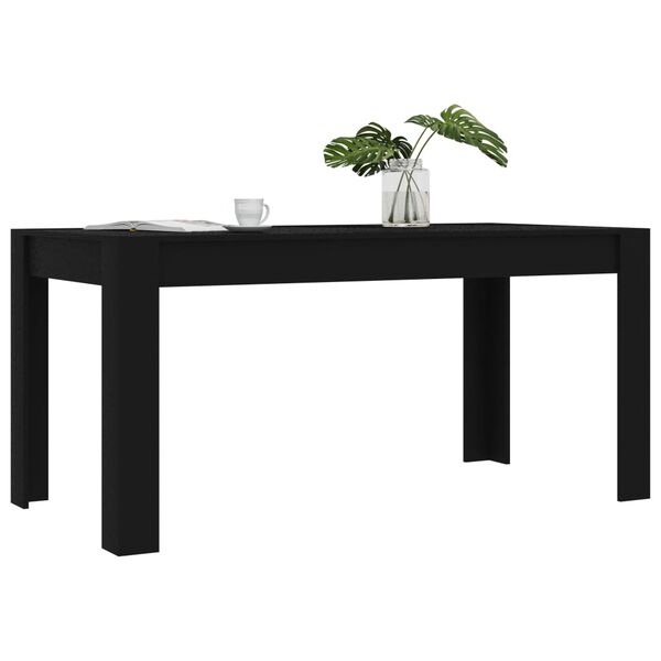 vidaXL Eettafel 160x80x76 cm spaanplaat zwart