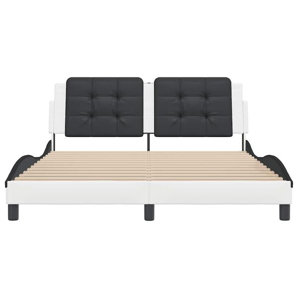 vidaXL Bedframe zonder matras "Zadar" kunstleer zwart en wit 160x200 cm