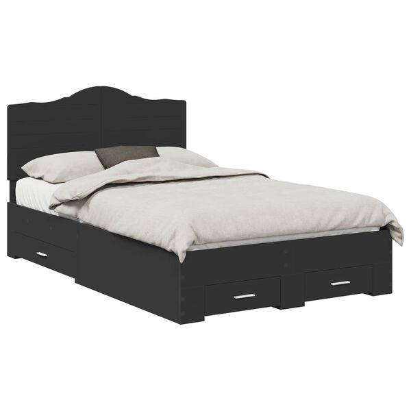 vidaXL Bedframe met hoofdeinde Zwart 120 x 190 cm Bewerkt hout