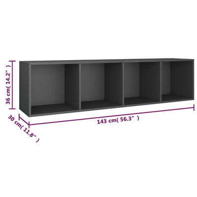 vidaXL Boekenkast/tv-meubel 36x30x143 cm bewerkt hout grijs