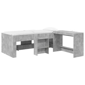 vidaXL Hoge Bed Frame met Bureau voor Kinderen 2 st Betongrijs