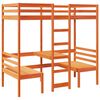 vidaXL Hoogslaper met bureau en stoelen grenenhout wasbruin 80x200cm