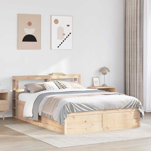 vidaXL Bedframe met hoofdbord massief grenenhout 140x190 cm
