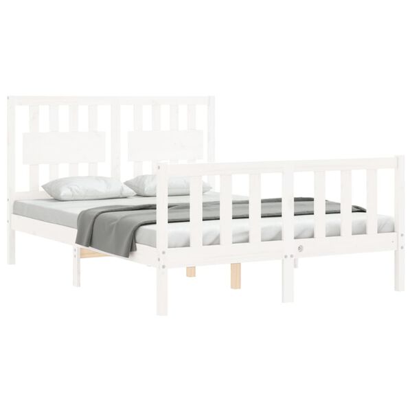 vidaXL Bedframe zonder matras massief grenenhout wit 140x200 cm