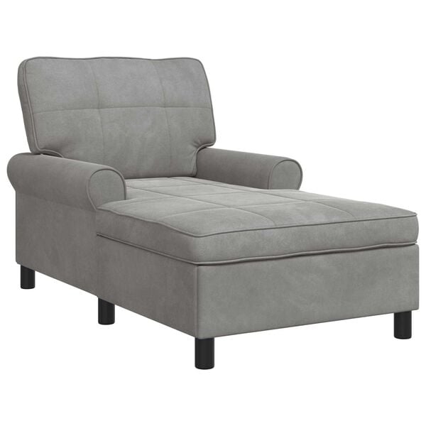 vidaXL Chaise Lounge met kussen Lichtgrijs 91 x 157 x 91 cm Fluweel