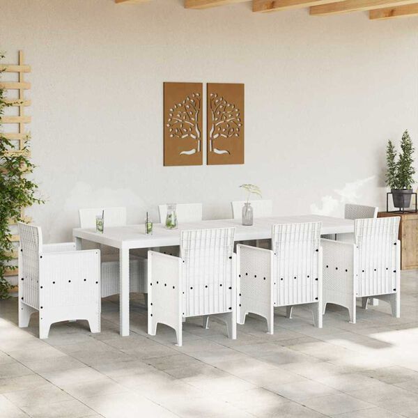 vidaXL Tuin Eettafel Wit 250 x 100 x 73 cm poly rattan