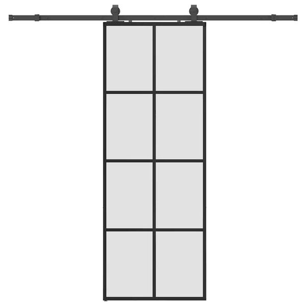vidaXL Schuifdeur met beslagset 76x205 cm ESG glas zwart