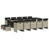 vidaXL 15-delige Tuinset met kussens poly rattan lichtgrijs
