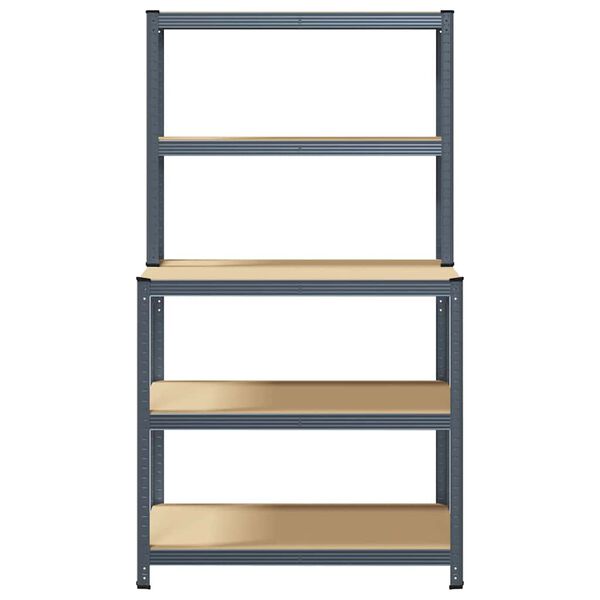 vidaXL Werktafel 5-laags met schappen staal & bewerkt hout antraciet